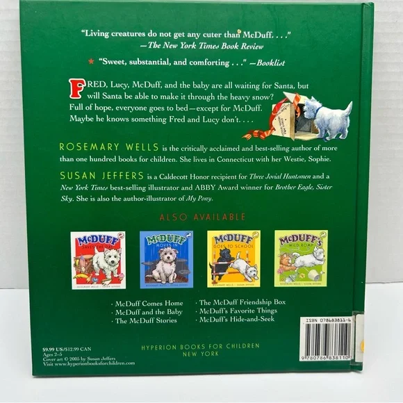 McDuff's Christmas book 2001 vtg hardcover book 10" library stickers on it - Picture 2 of 12